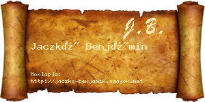 Jaczkó Benjámin névjegykártya